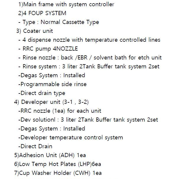 Tel Clean Track Act 8 Coater / Developer