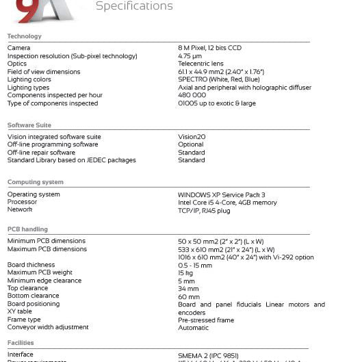 Vi Technology 9 K Spectro AOI (Automated Optical Inspection)