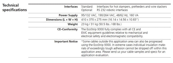 Schleuniger EcoStrip 9300 Automatic Cut and Strip Machine