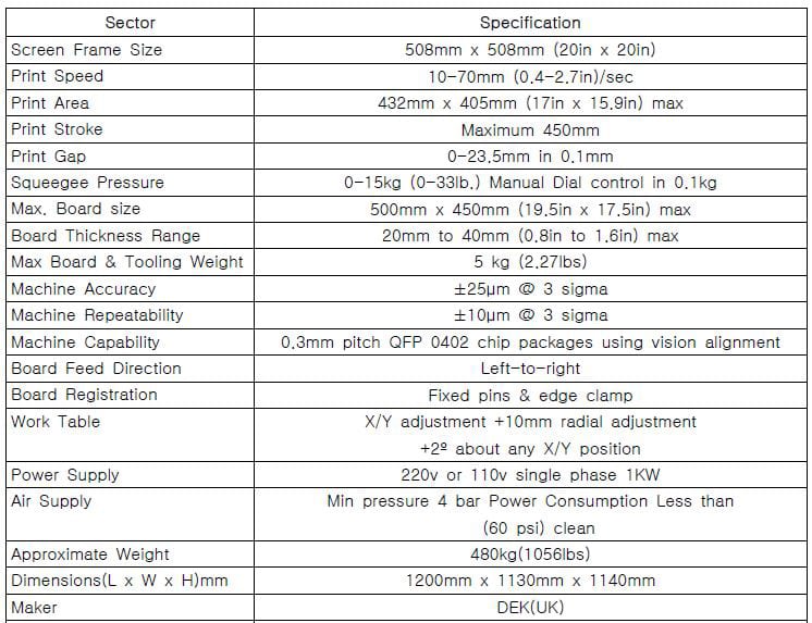 Dek 248 PCB Screen Printer