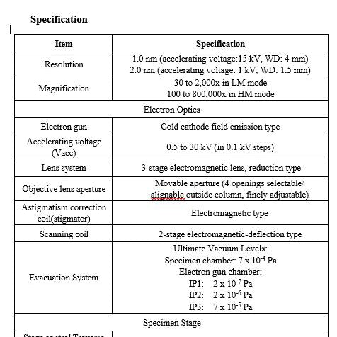 Hitachi S 4700 I SEM (Scanning Electron Microscope)