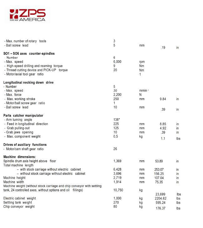 Tajmac / ZPS Mori Say TMZ 642 Multi Spindle Lathe CNC