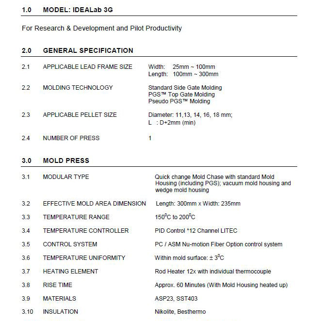 ASM IDEALab 3 G Mold Machine
