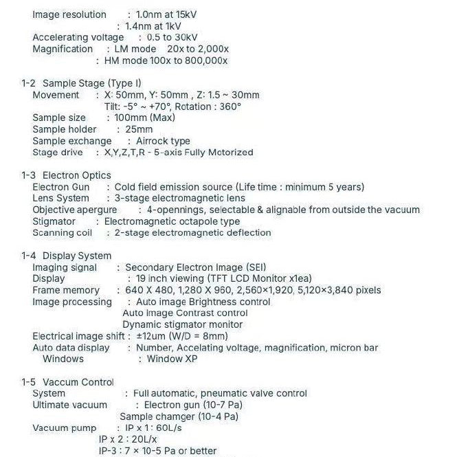 Hitachi S 4800 FE-SEM (Field Emission Scanning Electron Microscope)