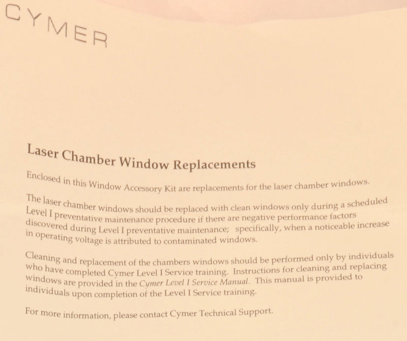Cymer 4300 Maintenance Tool Kit and Spare Parts