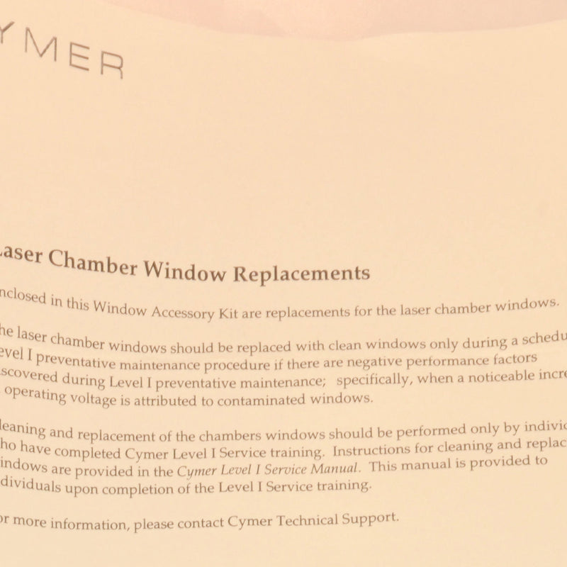 Cymer 4300 Maintenance Tool Kit and Spare Parts