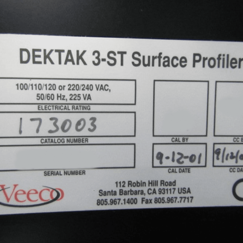 Bruker / Veeco Dektak 3 ST Surface Profilometer