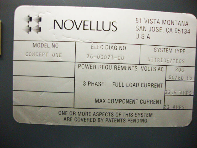 Lam / Novellus Concept One 200 PECVD-TEOS (Plasma-Enhanced Chemical Vapor Deposition - Tetraethyl Orthosilicate)