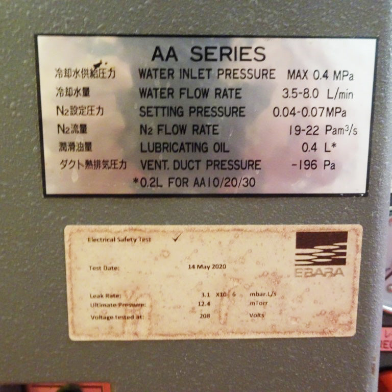 Ebara AA 10 Vacuum Pump