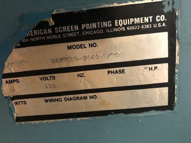 American Screen Printing Daytona 3040 Screen Printing Press