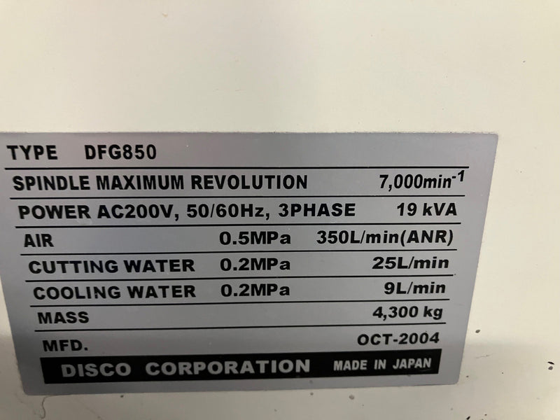 Disco DFG 850 Back Grinder