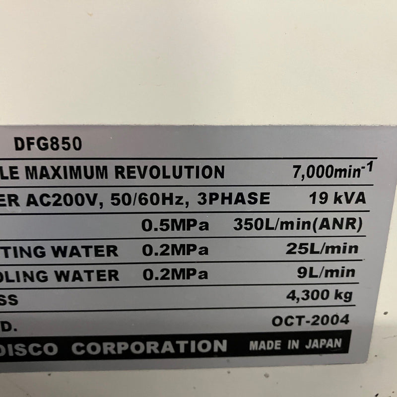 Disco DFG 850 Back Grinder