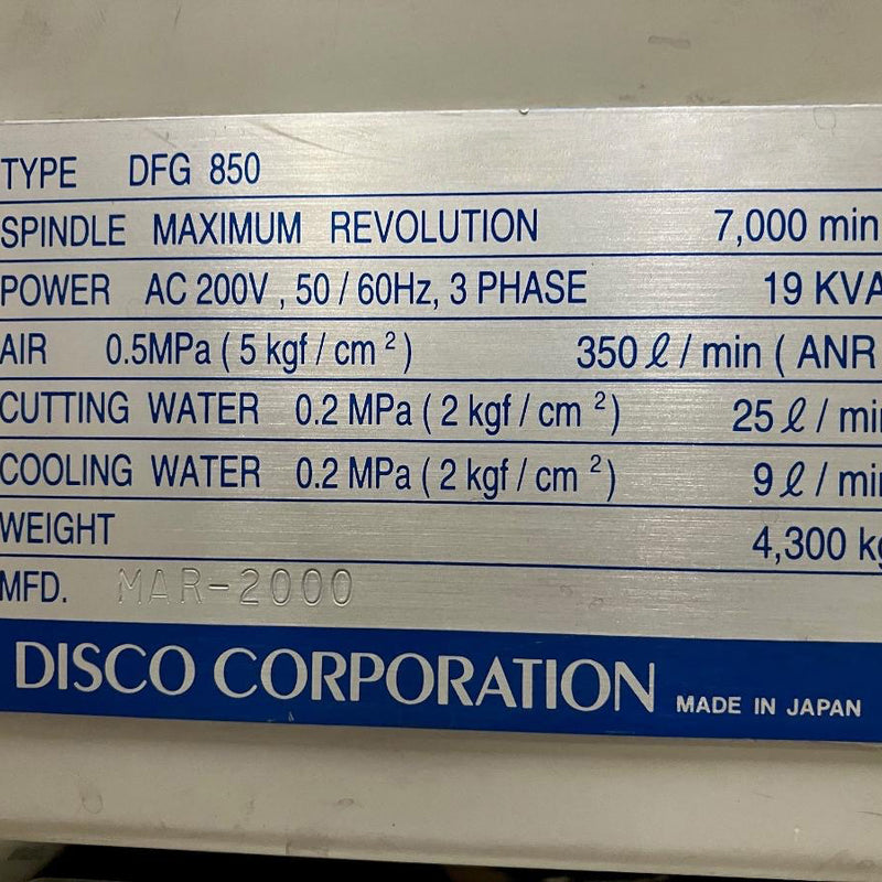 Disco DFG 850 Back Grinder