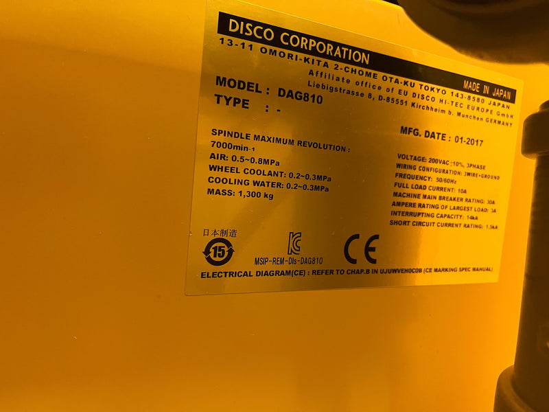 Disco DAG 810 Back Grinder