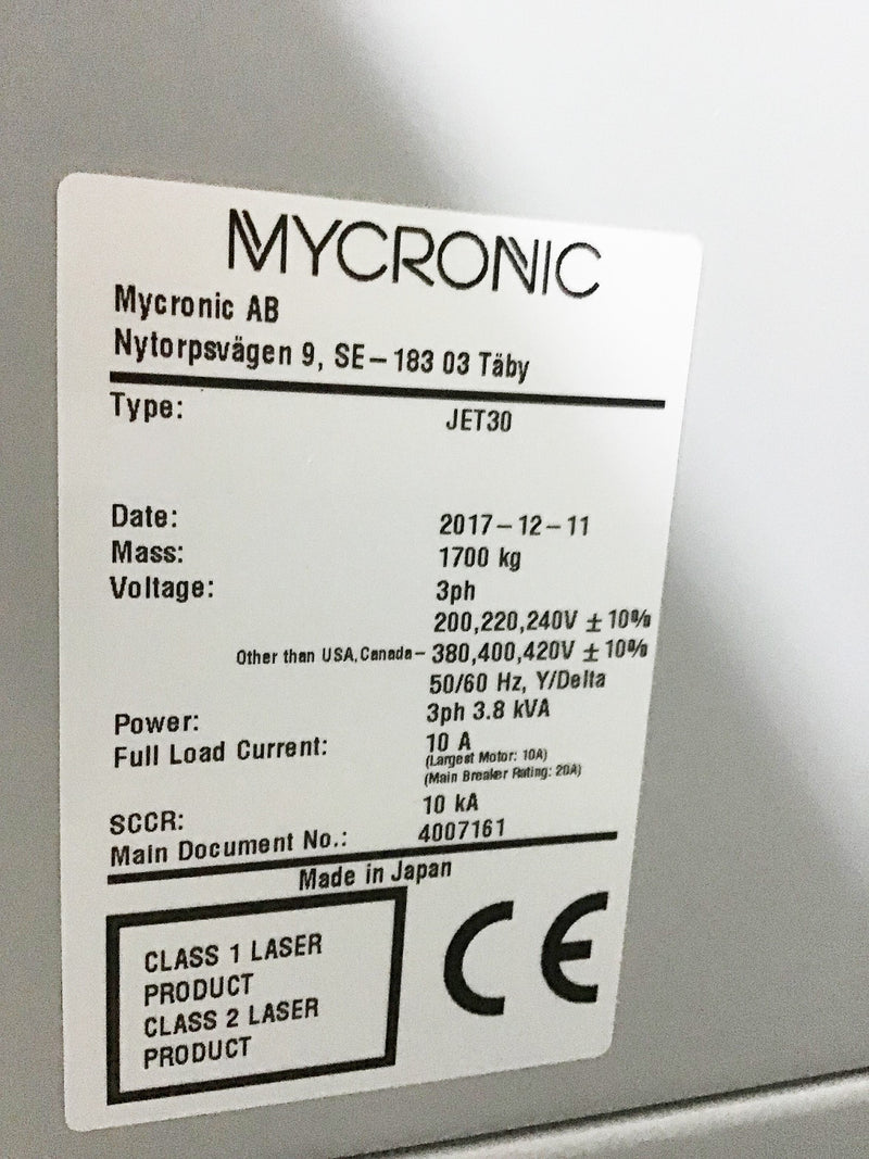 Mycronic / Mydata MY 700 JX JET 30 Solder Paste Printer