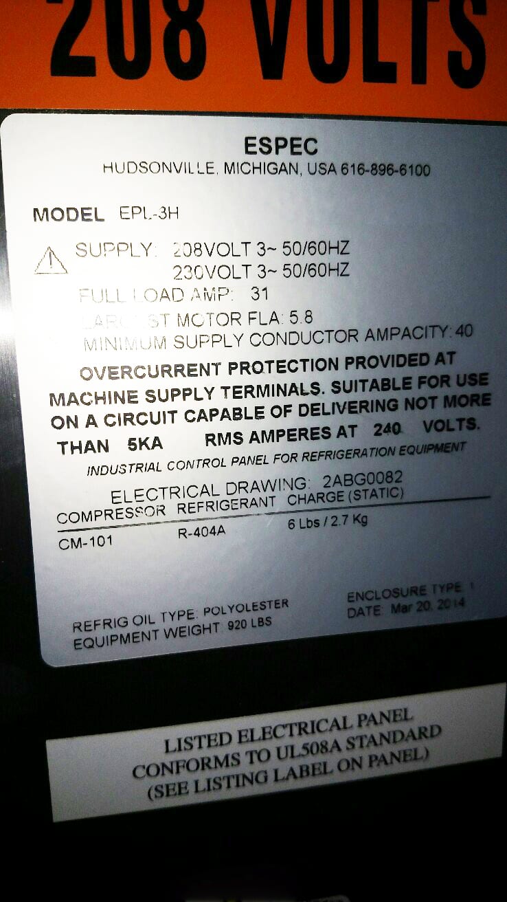 ESPEC EPL 3 H Cold Temperature & Humidity Chamber