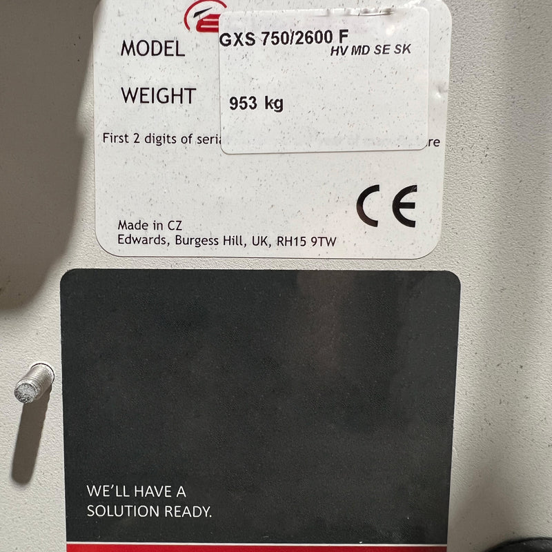 Edwards GXS 750 / 2600 Dry Vacuum Pump Combo