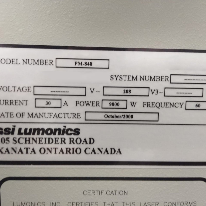 GSI Lumonics PM 848 KRF Excimer Laser