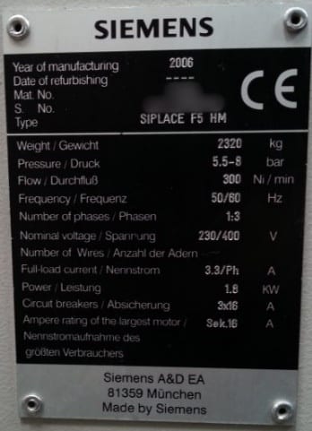 Siemens F 5 HM Pick and Place