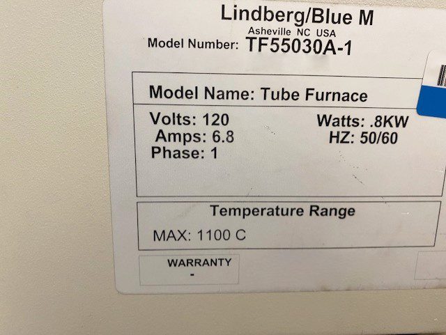 Blue M TF 55030 A 1 Tube Furnace