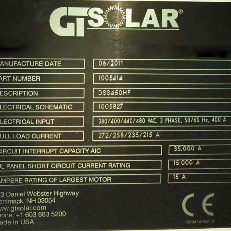 GT Solar DSS 450 HP Ingot Casting Furnace
