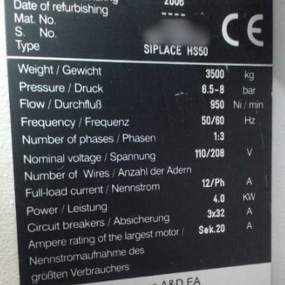Siemens HS 50 Pick and Place