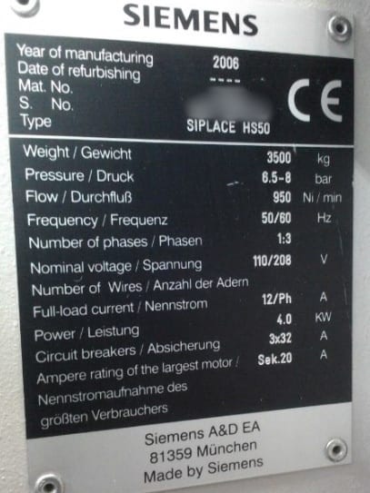 Siemens HS 50 Pick and Place
