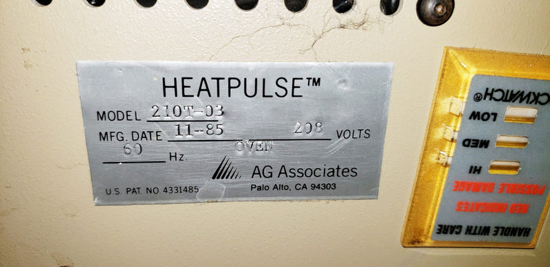 AG Associates Heatpulse 210 Oven
