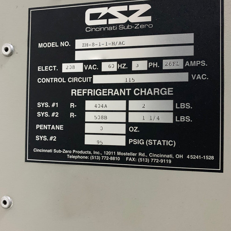 Cincinnati CSZ Sub Zero ZHS-8-1-1-H/AC Environmental Chamber