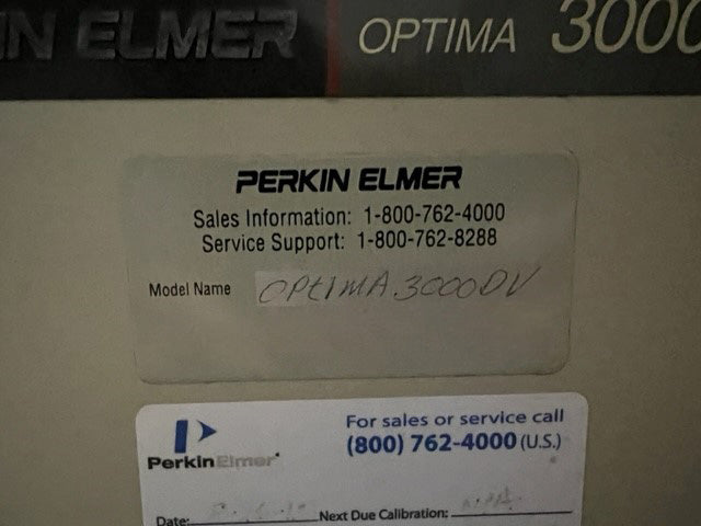 Perkin Elmer Optima 3000 DV ICP-OES (Optical Emission Spectrometer)
