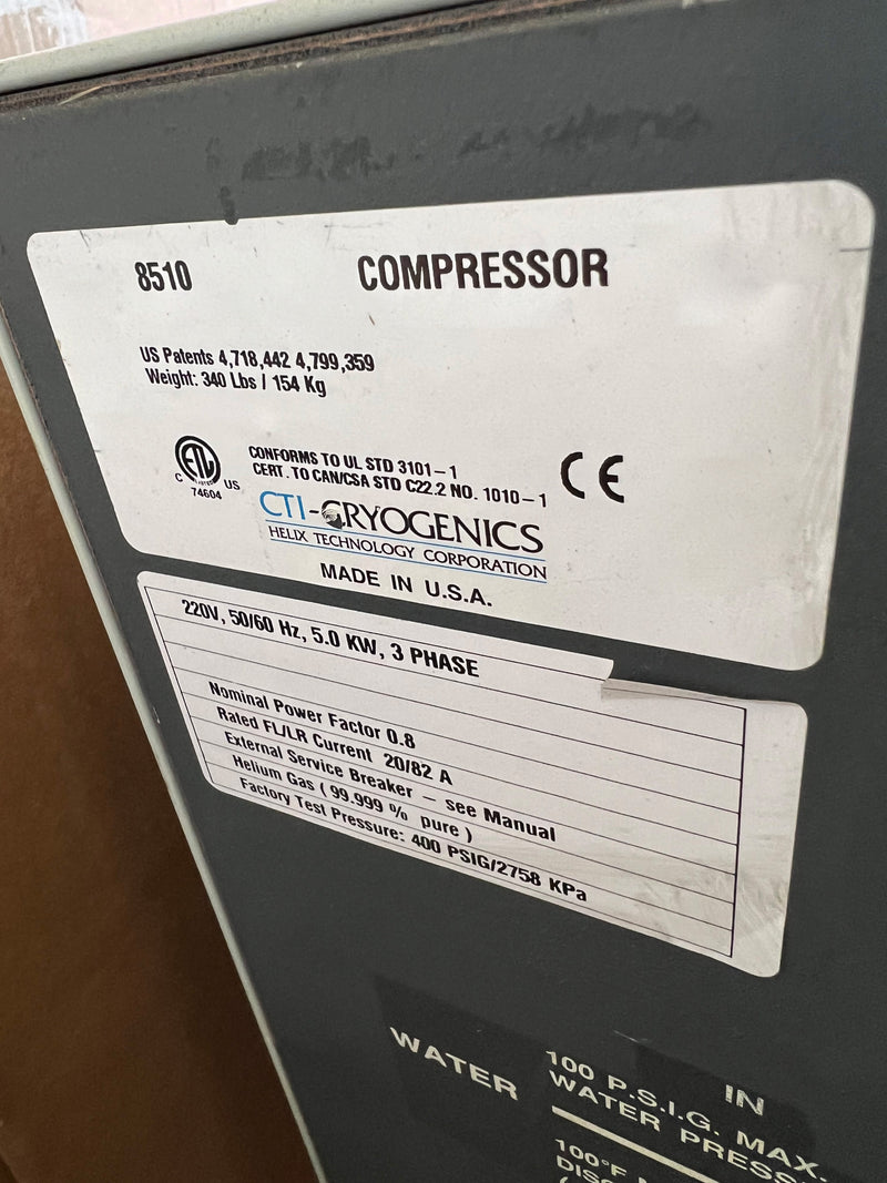 CTI 8510 High Vacuum Pump Compressor