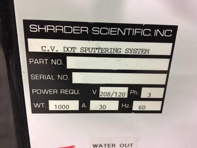 Shrader Scientific CV DOT Sputtering System
