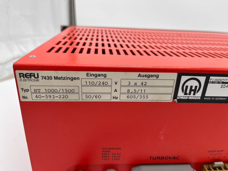 Leybold Turbotronik NT 1000 / 1500 Turbomolecular Pump Controller / Power Supply Unit