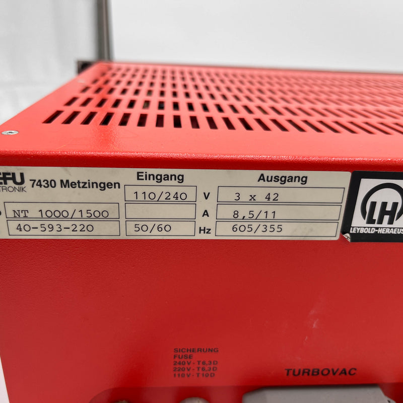 Leybold Turbotronik NT 1000 / 1500 Turbomolecular Pump Controller / Power Supply Unit