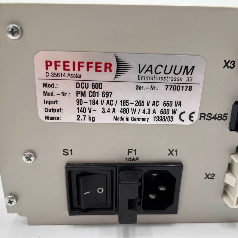 Pfeiffer DCU 600 Turbo Pump Controller