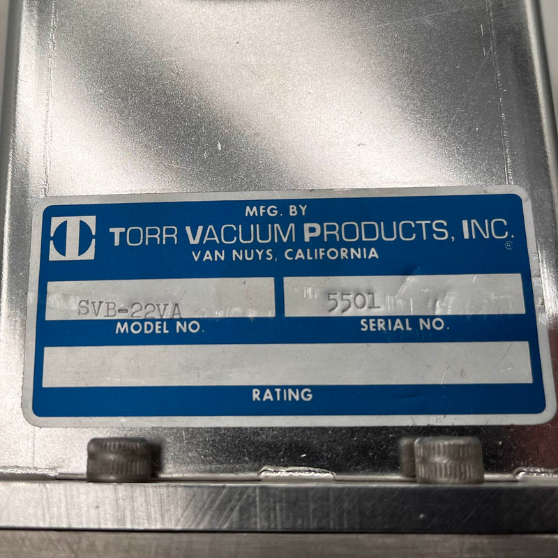 Torr Vacuum SVB 22 VA Vacuum Isolation Valve