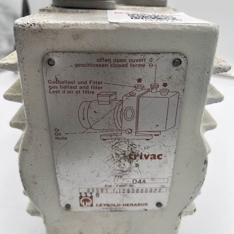 Leybold Trivac D 4 A Vacuum Pump