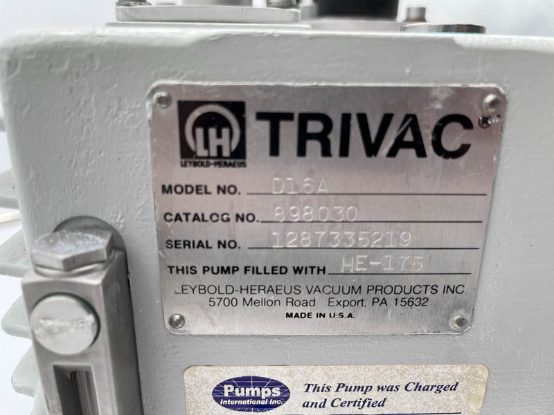 Leybold Trivac D 16 A Vacuum Pump