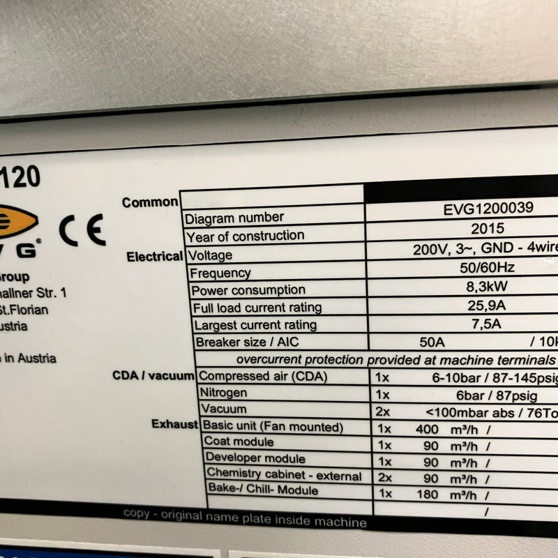EVG 120 Automated Coater Processing System