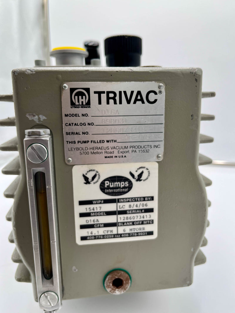 Leybold Trivac D 16 A Rotary Vane Pump