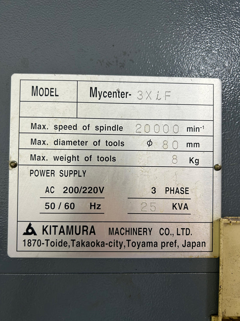 Kitamura Mycenter 3 XiF Vertical Machining Center
