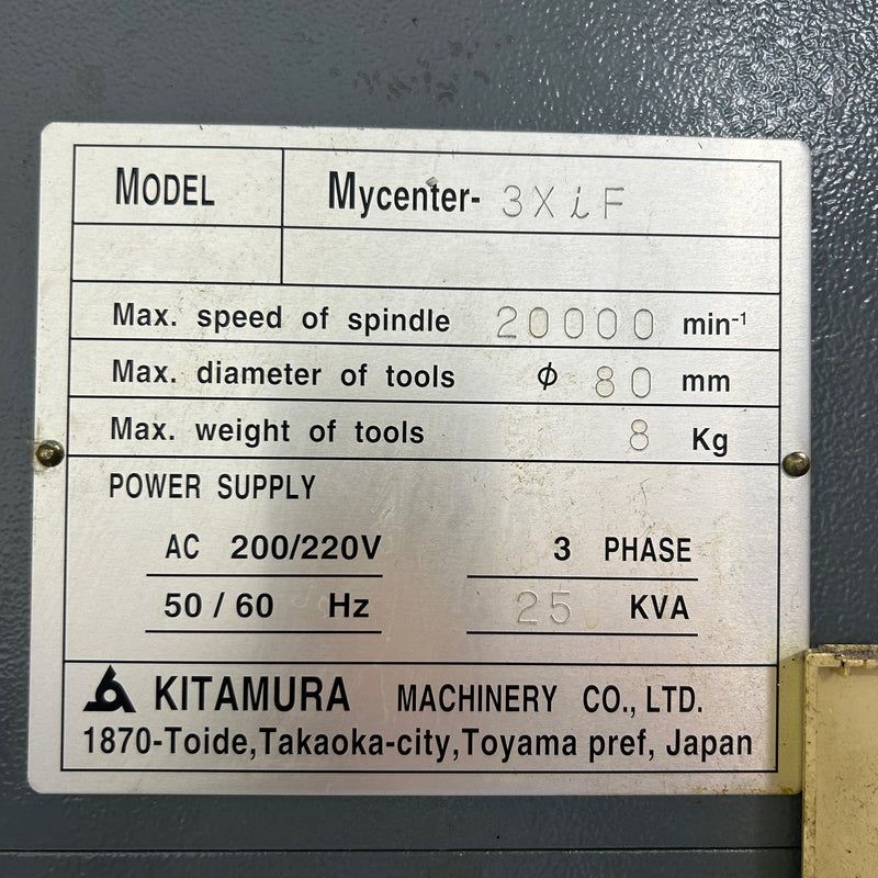 Kitamura Mycenter 3 XiF Vertical Machining Center