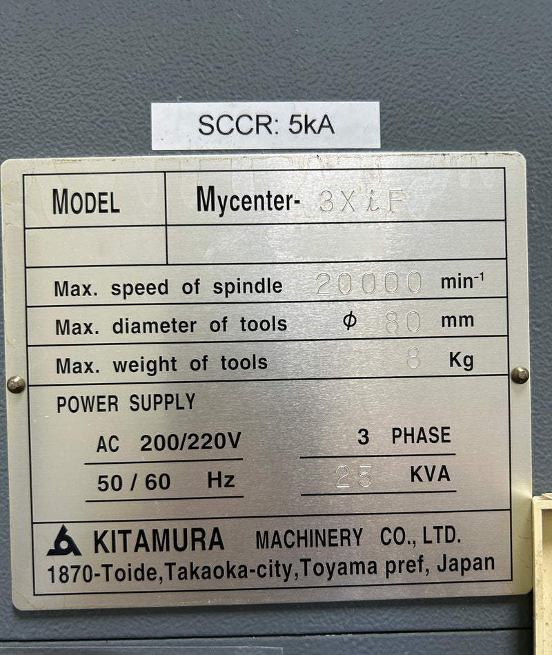 Kitamura Mycenter 3 XiF Vertical Machining Center