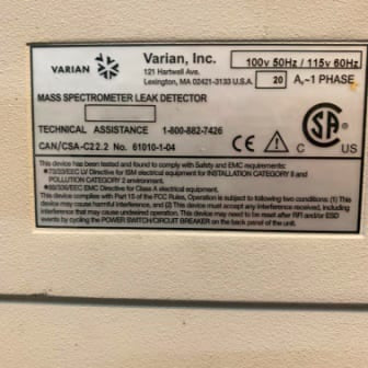 Agilent / Varian MR 15 Helium Leak Detector Mass Spectrometer