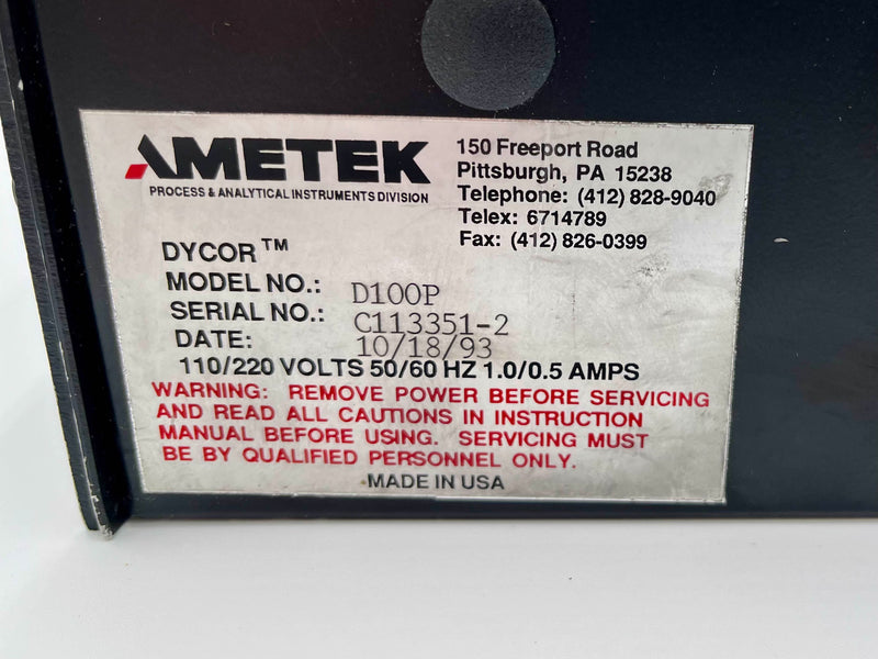 Ametek Dycor D 100 P Quadrupole Power Supply