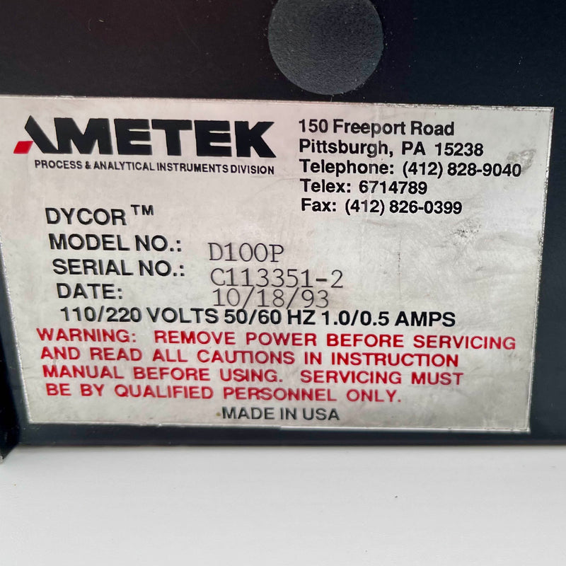 Ametek Dycor D 100 P Quadrupole Power Supply