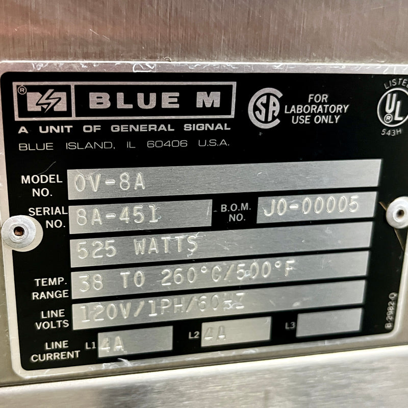 Blue M OV 8 A Gravity Oven