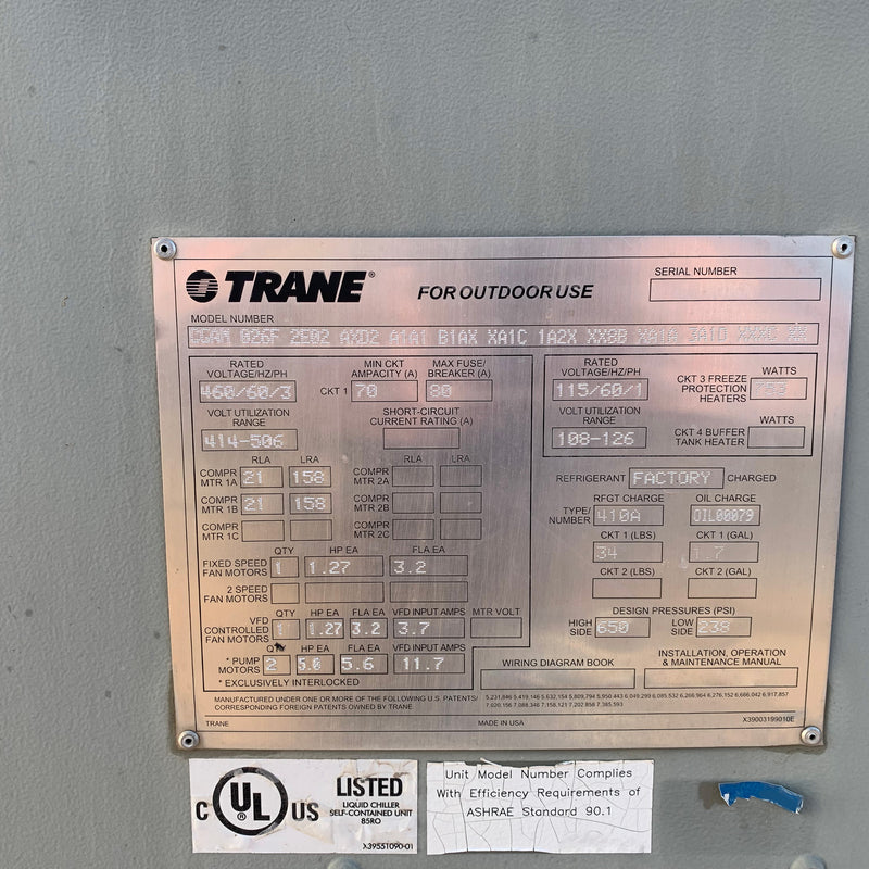 Trane CGAN 026 F 2 E 02 AXD 2 A 1 A 1 B 1 AX XA 1 C 1 A 2 X XX 8 B XA 1 A 3 A 10 XXXC XX Chiller