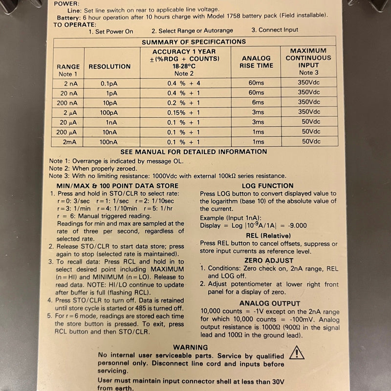 Keithley 485 Autoranging Picoammeter