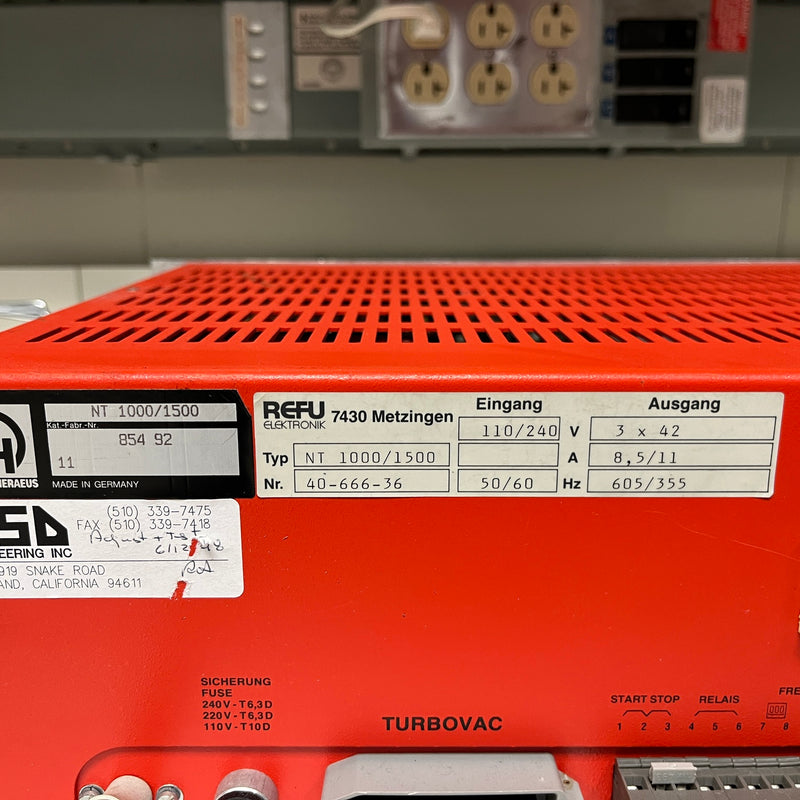 Leybold Turbotronik NT 1000 / 1500 Turbomolecular Pump Controller / Power Supply Unit